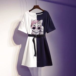 Duo color long t-shirt with belt